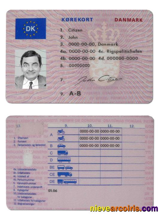 Denmark driving license 1997-2013